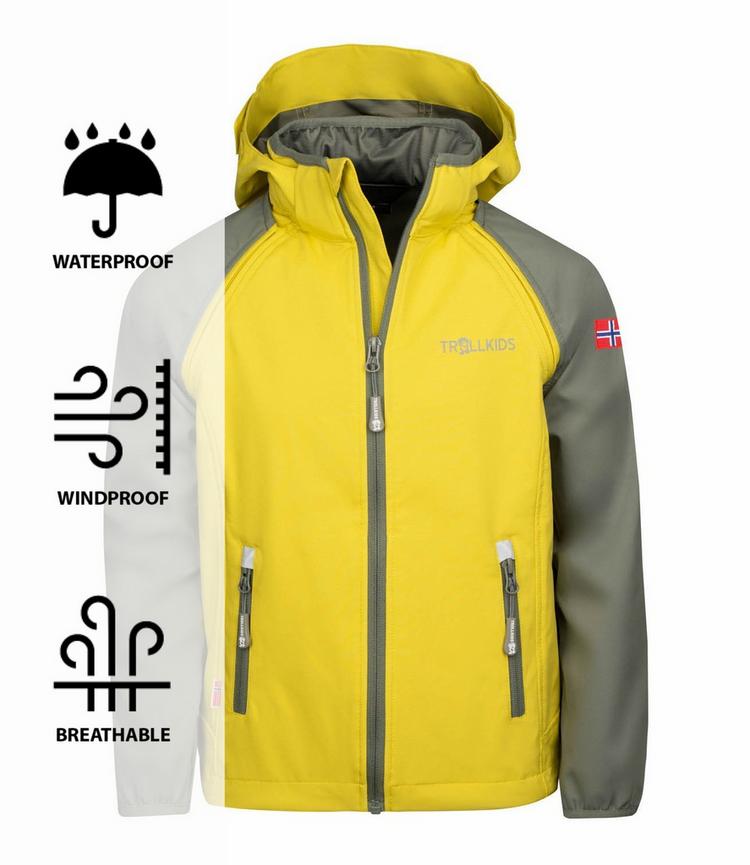 Trollkids Trollkids Rondane Softshelljacke Kinder - Tr&uuml;bes Gelb/Gl&uuml;hendes Blau - 0 | SportScheck