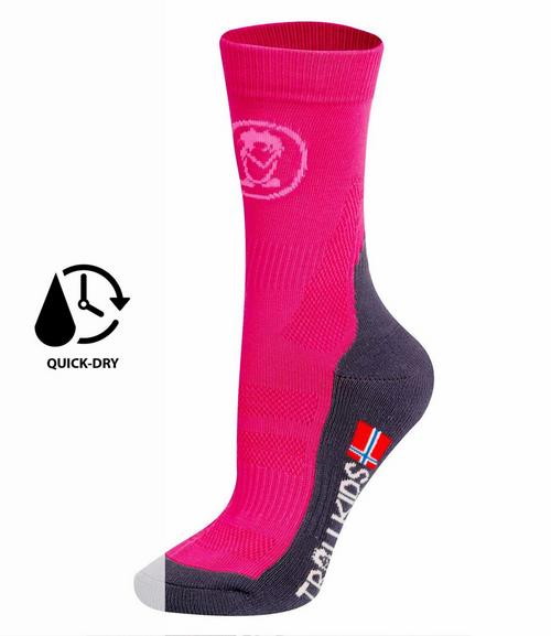 Rückansicht von Trollkids Trekking Mid Cut Wandersocken Kinder Magenta