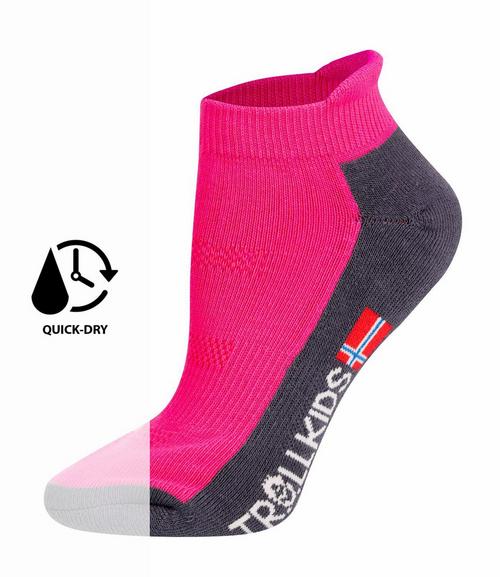 Rückansicht von Trollkids Hiking Low Cut Wandersocken Kinder Magenta