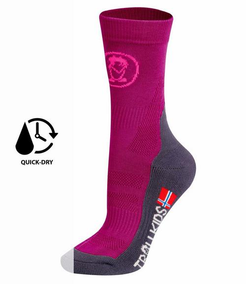 Rückansicht von Trollkids Trekking Mid Cut Wandersocken Kinder Beere