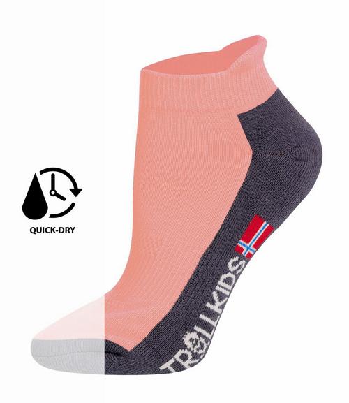 Rückansicht von Trollkids Hiking Low Cut Wandersocken Kinder Aprikose