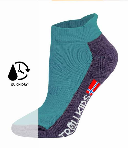 Rückansicht von Trollkids Hiking Low Cut Wandersocken Kinder Gletschergrün