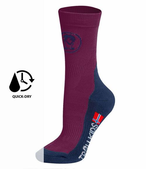 Rückansicht von Trollkids Trekking Mid Cut Wandersocken Kinder Pflaume/Marineblau