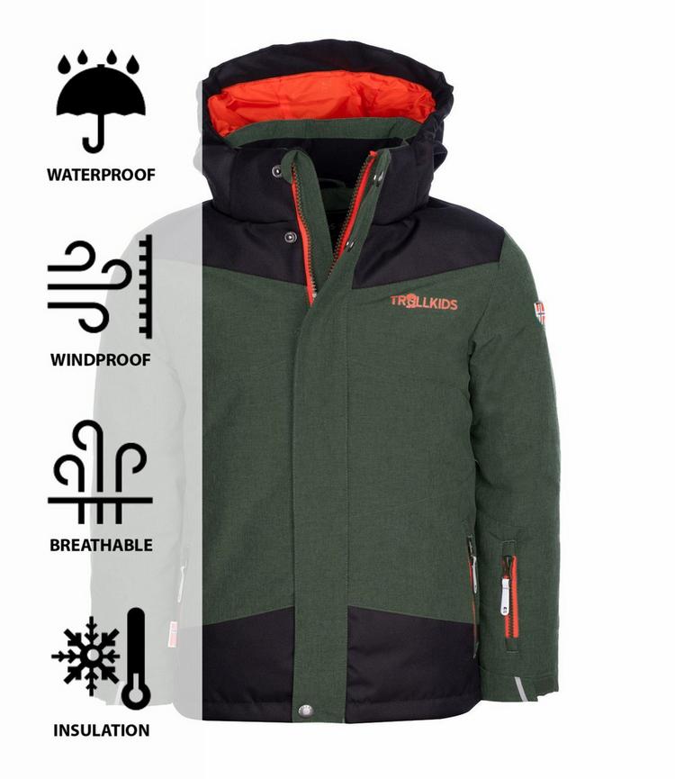 Trollkids Trollkids Norefjell Winterjacke Kinder - Waldgr&uuml;n/Orange - 0 | SportScheck