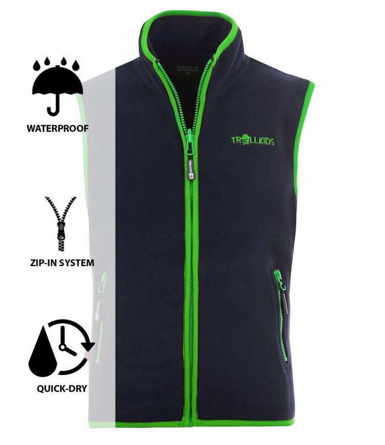 Trollkids Trollkids Arendal Outdoorweste Kinder - Marineblau / Vipergr&uuml;n - 0 | SportScheck