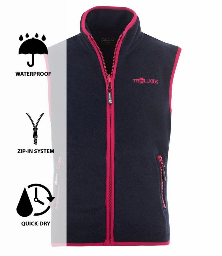 Trollkids Trollkids Arendal Outdoorweste Kinder - Marineblau / Pink - 0 | SportScheck