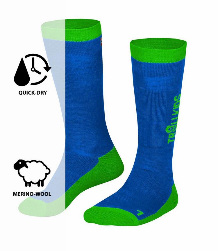 Trollkids Trollkids SKI SOCKS Socken Kinder - Mittelblau/Gr&uuml;n - 0 | SportScheck