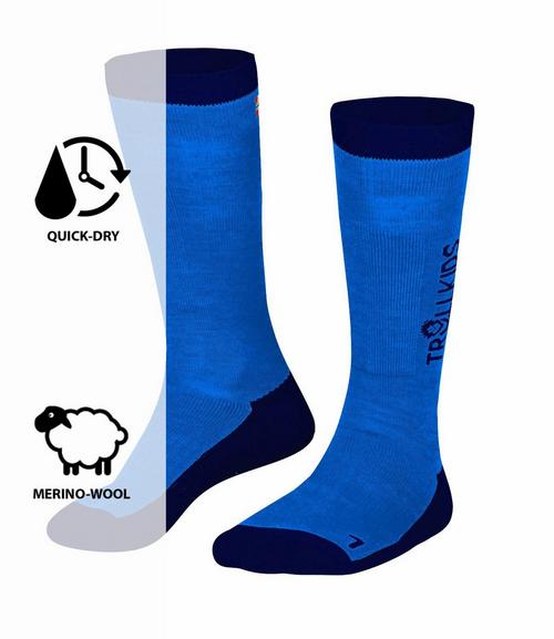 Rückansicht von Trollkids SKI SOCKS Wandersocken Kinder Mittelblau / Marineblau