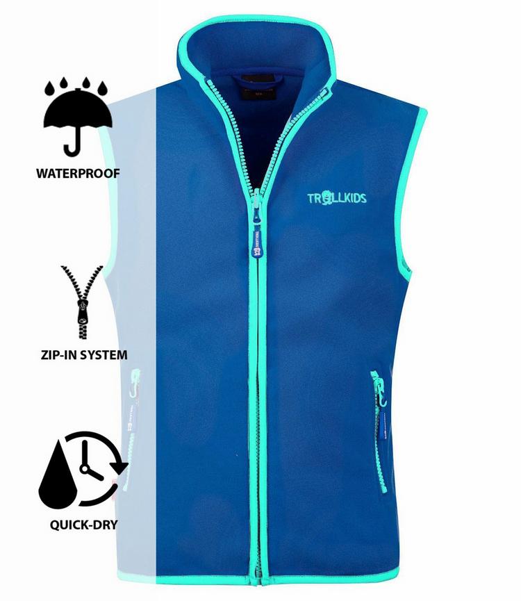 Trollkids Trollkids Arendal Outdoorweste Kinder - Mitternachtsblau / Minze dunkel - 0 | SportScheck