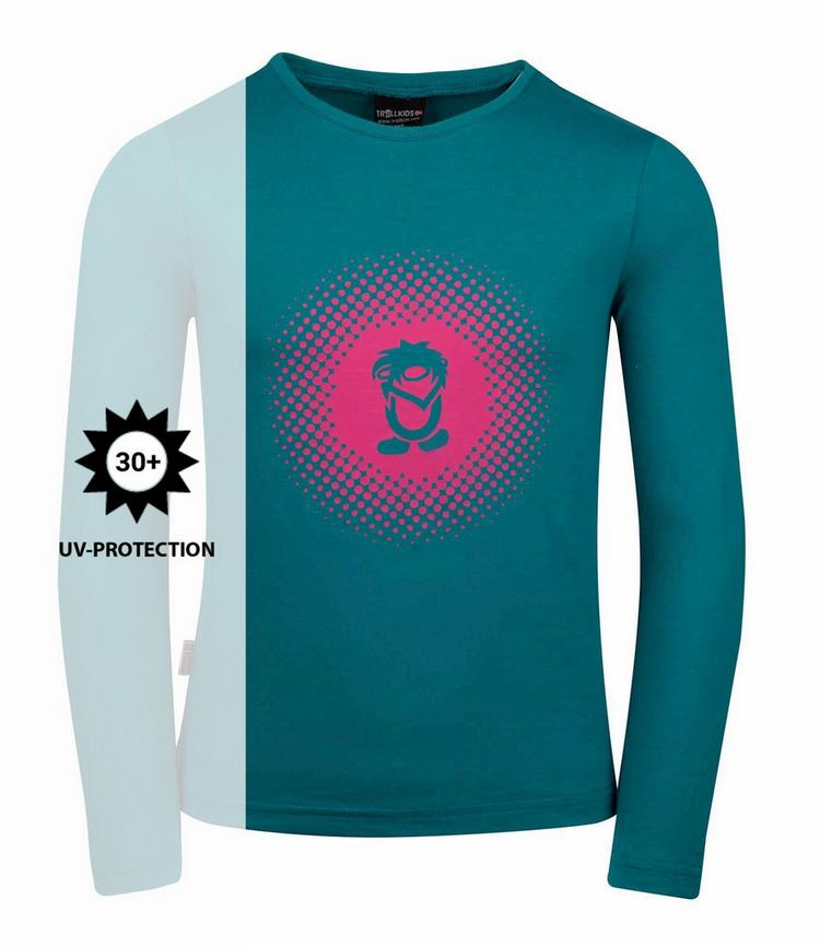 Trollkids Trollkids Pointillism Longshirt M&auml;dchen - Smaragdgr&uuml;n/Rubinrot - 0 | SportScheck