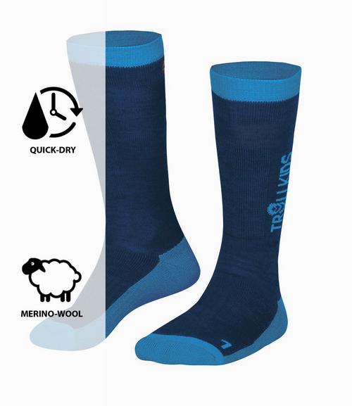 Rückansicht von Trollkids SKI SOCKS Wandersocken Kinder Nachtblau/Vivid-Blau