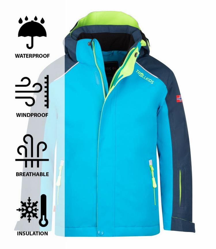 Trollkids Trollkids Holmenkollen PRO Winterjacke Kinder - Nachtblau/Vivid-Blau/Limegr&uuml;n - 0 | SportScheck