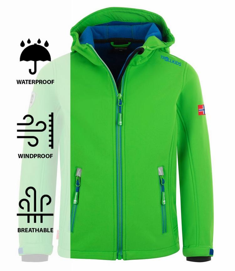 Trollkids Trollkids Trollfjord Softshelljacke Kinder - Hellgr&uuml;n / Mittelblau - 0 | SportScheck