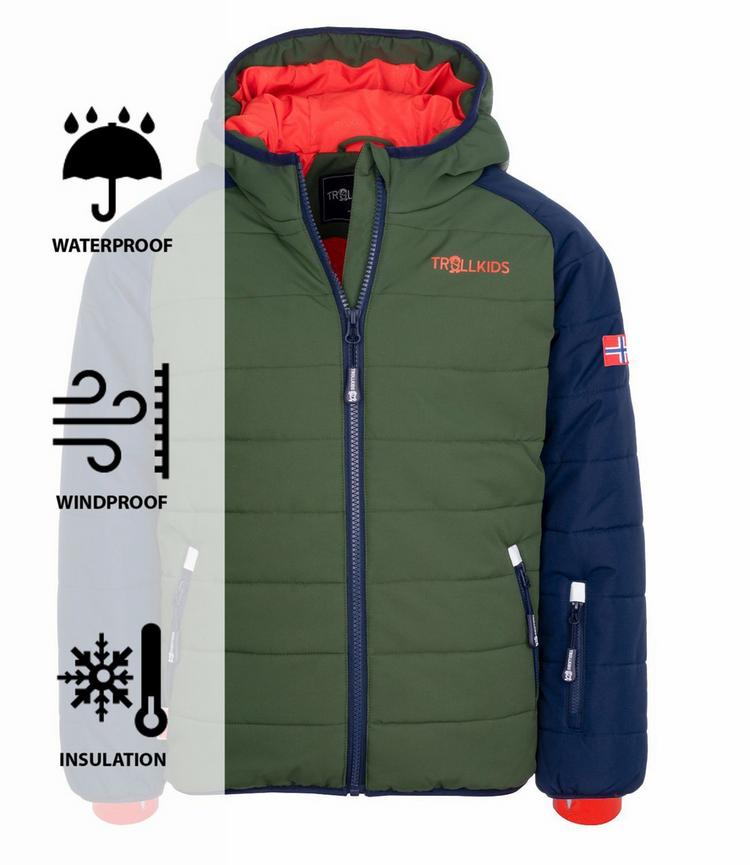 Trollkids Trollkids Hafjell PRO Winterjacke Kinder - Marineblau/Waldgr&uuml;n/Orange - 0 | SportScheck