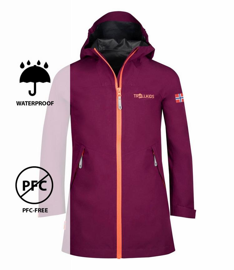 Trollkids Trollkids Lillehammer Regenjacke M&auml;dchen - Maulbeere/Pfirsich - 0 | SportScheck