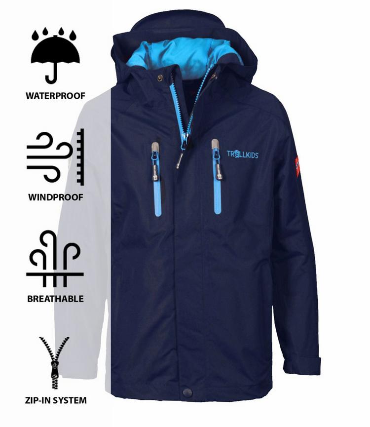 Trollkids Trollkids Sognefjord PRO Regenjacke Kinder - Marineblau / Mittelblau - 0 | SportScheck