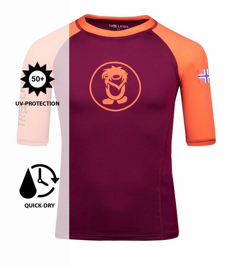 Trollkids Trollkids Kvalvika T-Shirt Kinder - Maulbeere/Pfirsich - 0 | SportScheck