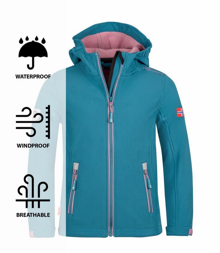 Trollkids Trollkids Trollfjord Softshelljacke M&auml;dchen - Blaugr&uuml;n/Violett - 0 | SportScheck