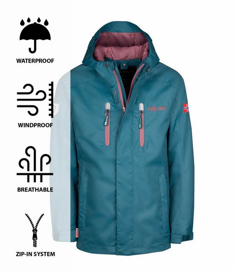Trollkids Trollkids Sognefjord PRO Regenjacke Kinder - Blaugr&uuml;n/Gletschergr&uuml;n - 0 | SportScheck