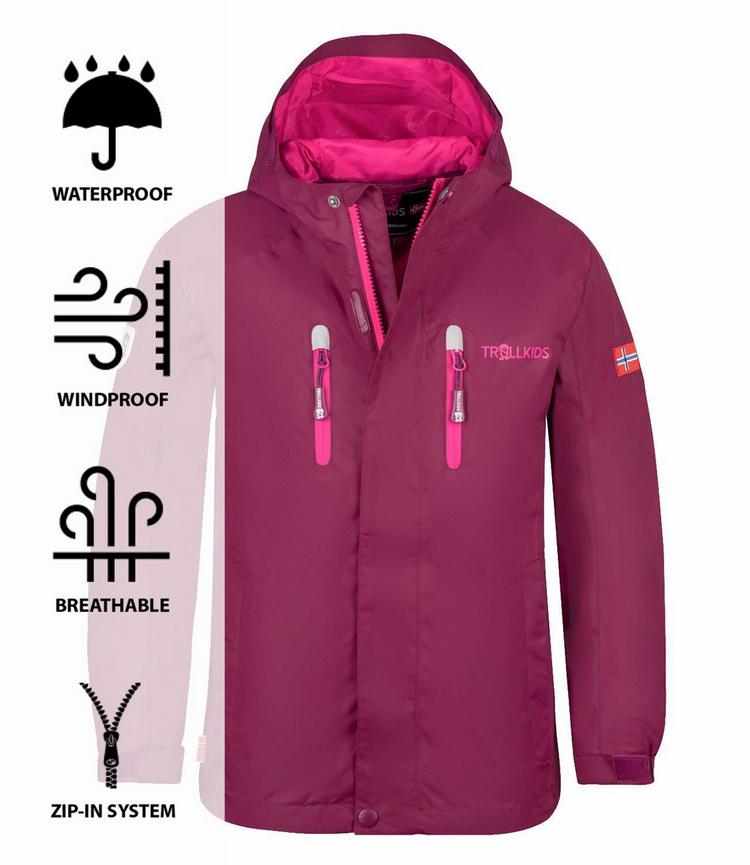 Trollkids Trollkids Sognefjord PRO Regenjacke Kinder - Pflaume/Feuerbeere/Violett - 0 | SportScheck