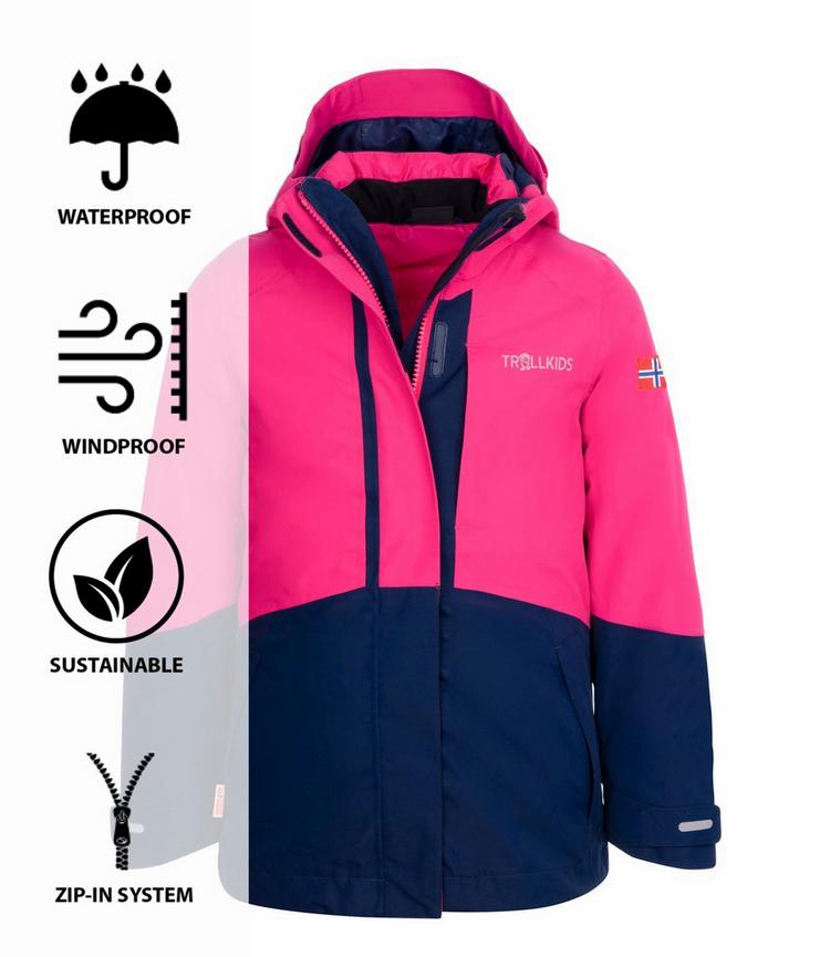 Trollkids Trollkids Skanden Doppeljacke M&auml;dchen - Marineblau/Magenta - 0 | SportScheck