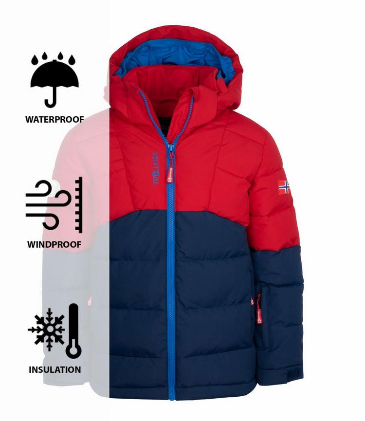 Trollkids Trollkids Gryllefjord Winterjacke Kinder - Hellrot/Blau - 0 | SportScheck
