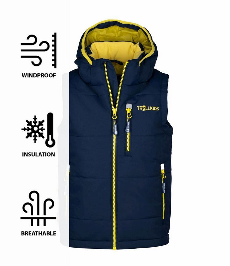 Trollkids Trollkids Narvik XT Outdoorweste Kinder - Marineblau/Dunkelgelb - 0 | SportScheck
