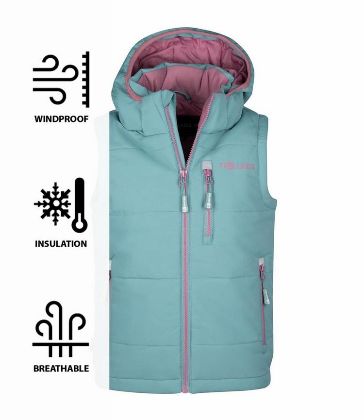 Trollkids Trollkids Narvik XT Outdoorweste Kinder - Gletschergr&uuml;n/Orchidee - 0 | SportScheck
