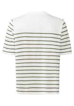 Rückansicht von Lascana T-Shirt T-Shirt Damen weiß-khaki gestreift