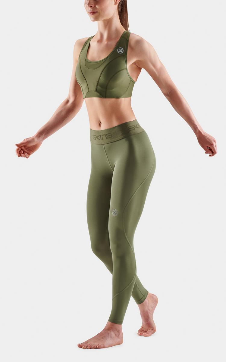 Skins Skins 2-Series Long Tight Tights Damen - khaki - 1 | SportScheck