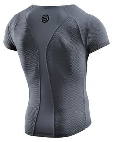 Rückansicht von Skins Short Sleeve Baselayer Unterhemd Herren charcoal