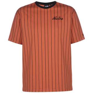 New Era Pinstripe Oversized T-Shirt Herren orange / schwarz