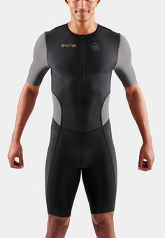 Rückansicht von Skins Brand S/S Triathlonanzug Herren black/carbon