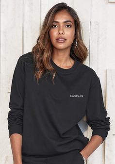 Rückansicht von Lascana Sweatshirt Sweatshirt Damen roségoldfarben-schwarz