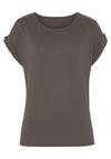 Lascana Kurzarmshirt T-Shirt Damen - taupe