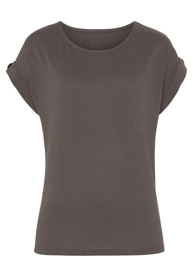 Lascana Lascana Kurzarmshirt T-Shirt Damen - taupe - 0 | SportScheck