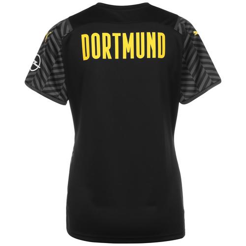 Rückansicht von PUMA Borussia Dortmund 21/22 Auswärts Fußballtrikot Damen anthrazit / gelb