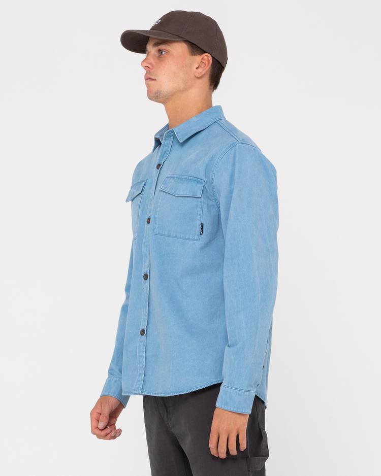 RUSTY RUSTY DENNIS CHOPPER LONG SLEEVE SHIRT Langarmhemd Herren - Ash Blue - 3 | SportScheck