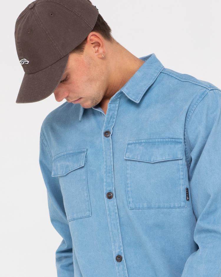 RUSTY RUSTY DENNIS CHOPPER LONG SLEEVE SHIRT Langarmhemd Herren - Ash Blue - 4 | SportScheck