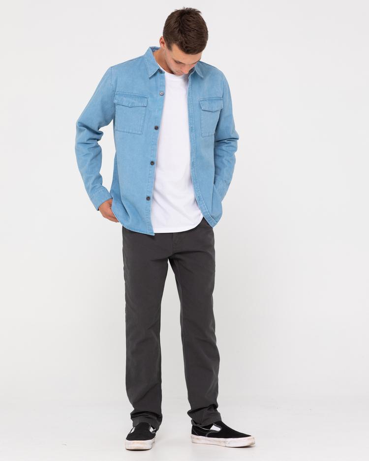 RUSTY RUSTY DENNIS CHOPPER LONG SLEEVE SHIRT Langarmhemd Herren - Ash Blue - 7 | SportScheck