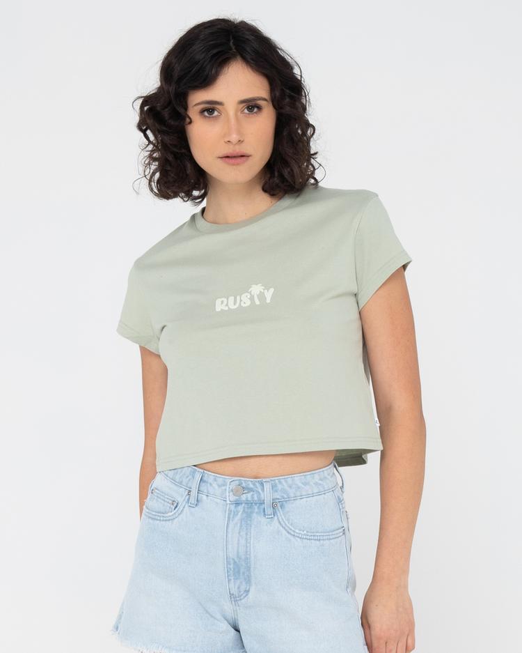 RUSTY RUSTY RUSTY PALM CLASSIC SLIM FIT CROP TEE T-Shirt Damen - Pastel Jade - 0 | SportScheck