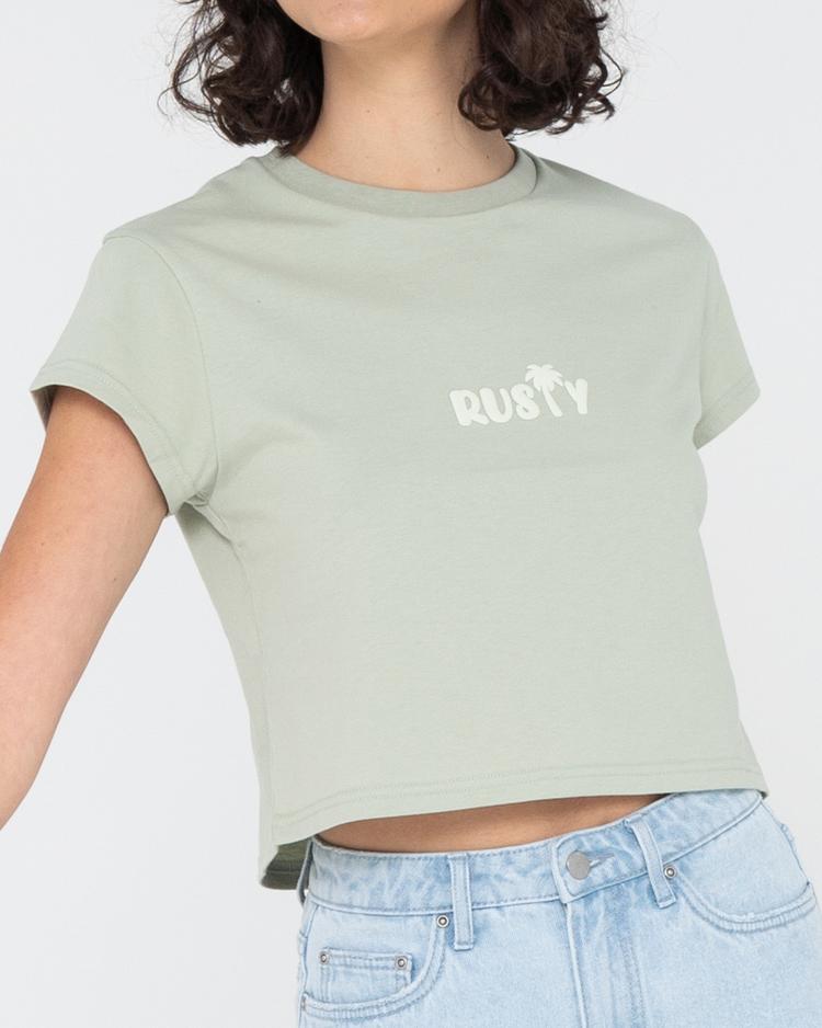 RUSTY RUSTY RUSTY PALM CLASSIC SLIM FIT CROP TEE T-Shirt Damen - Pastel Jade - 2 | SportScheck