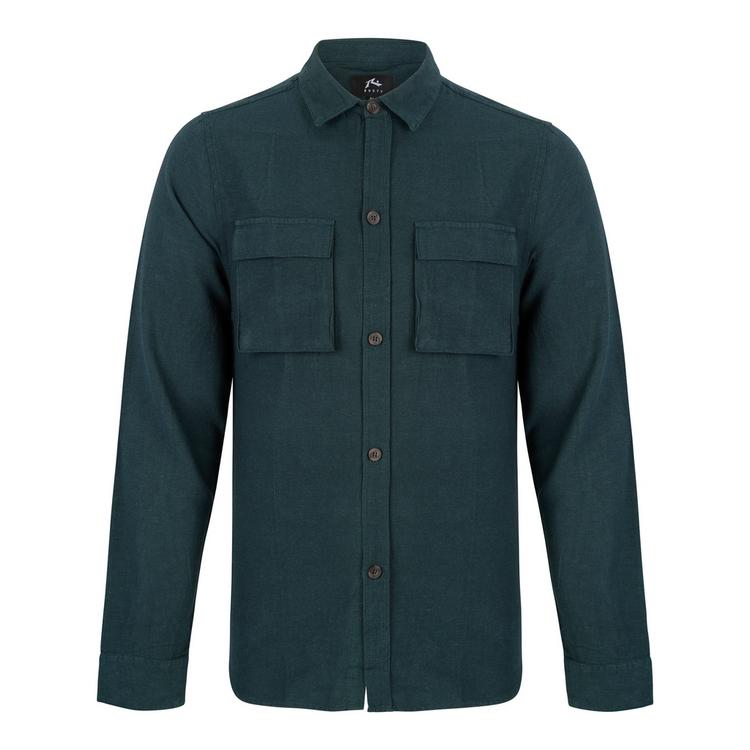 RUSTY RUSTY LINEN WORKWEAR LONG SLEEVE SHIRT Langarmhemd Herren - Deep Teal - 0 | SportScheck
