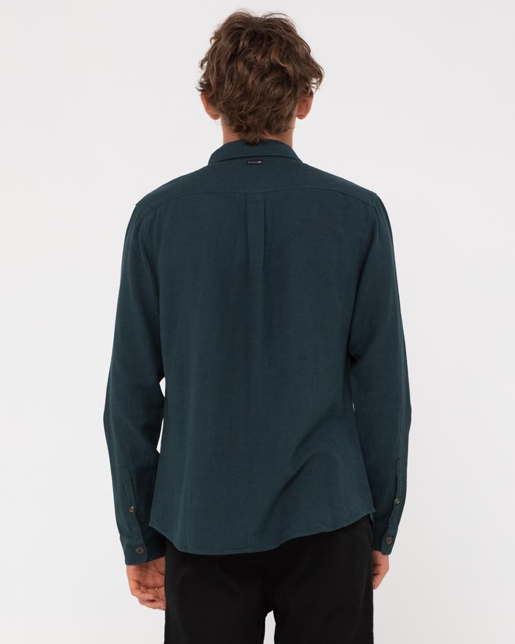 RUSTY RUSTY LINEN WORKWEAR LONG SLEEVE SHIRT Langarmhemd Herren - Deep Teal - 1 | SportScheck