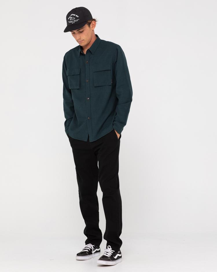 RUSTY RUSTY LINEN WORKWEAR LONG SLEEVE SHIRT Langarmhemd Herren - Deep Teal - 2 | SportScheck