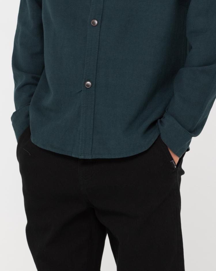 RUSTY RUSTY LINEN WORKWEAR LONG SLEEVE SHIRT Langarmhemd Herren - Deep Teal - 6 | SportScheck