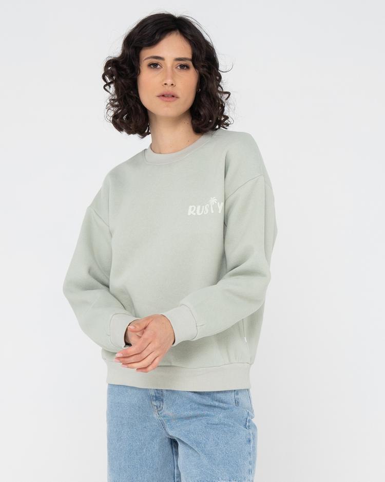 RUSTY RUSTY RUSTY PALM RELAXED CREW FLEECE Rundhalspullover Damen - Pastel Jade - 0 | SportScheck