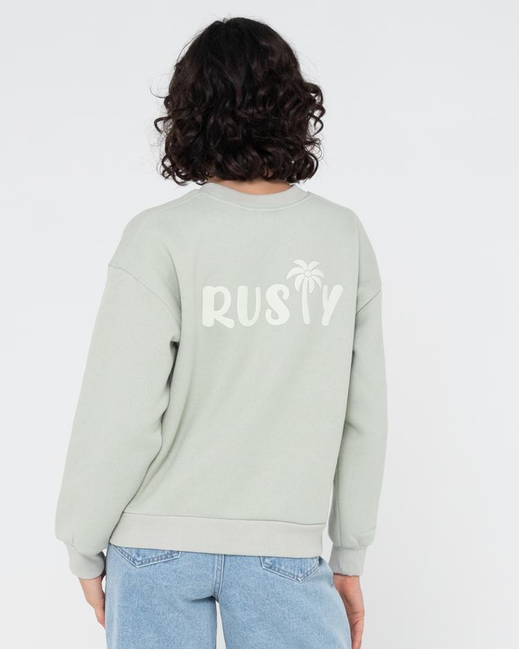 RUSTY RUSTY RUSTY PALM RELAXED CREW FLEECE Rundhalspullover Damen - Pastel Jade - 1 | SportScheck