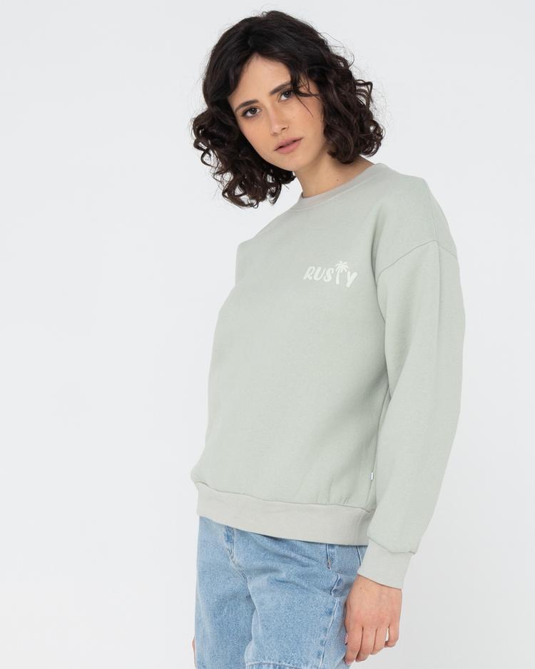 RUSTY RUSTY RUSTY PALM RELAXED CREW FLEECE Rundhalspullover Damen - Pastel Jade - 2 | SportScheck
