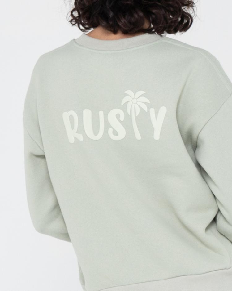 RUSTY RUSTY RUSTY PALM RELAXED CREW FLEECE Rundhalspullover Damen - Pastel Jade - 3 | SportScheck